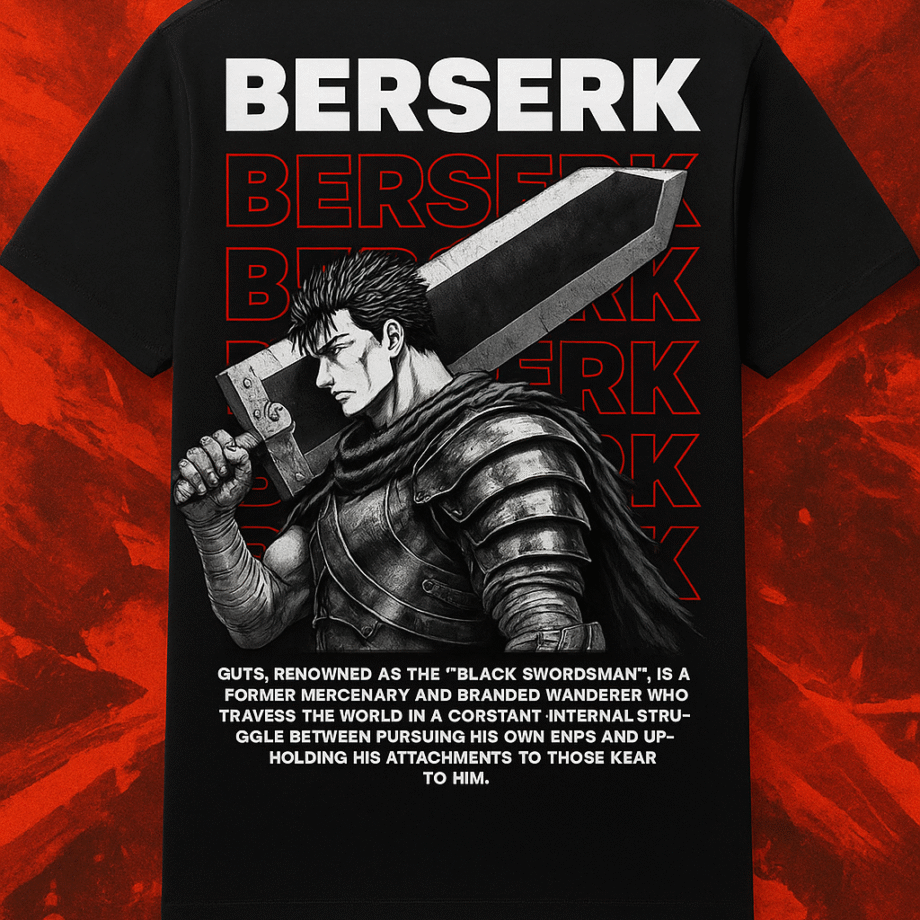 Berserk Guts Black Swordsman Graphic T-Shirt